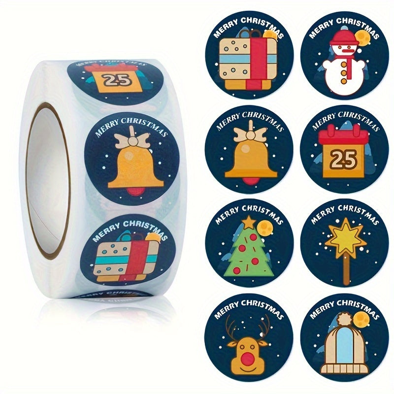 500 Merry Christmas Stickers Roll Xmas Gift Decoration Seal