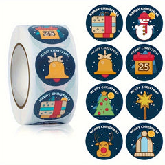 500 Merry Christmas Stickers Roll Xmas Gift Decoration Seal