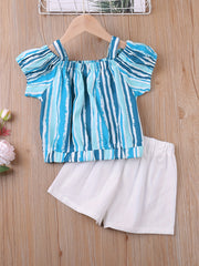 Girls Striped Cami Top & Bow Shorts Set for Summer Party