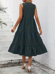 Summer Sleeveless Tiered Dress V Neck Loose Casual Dress