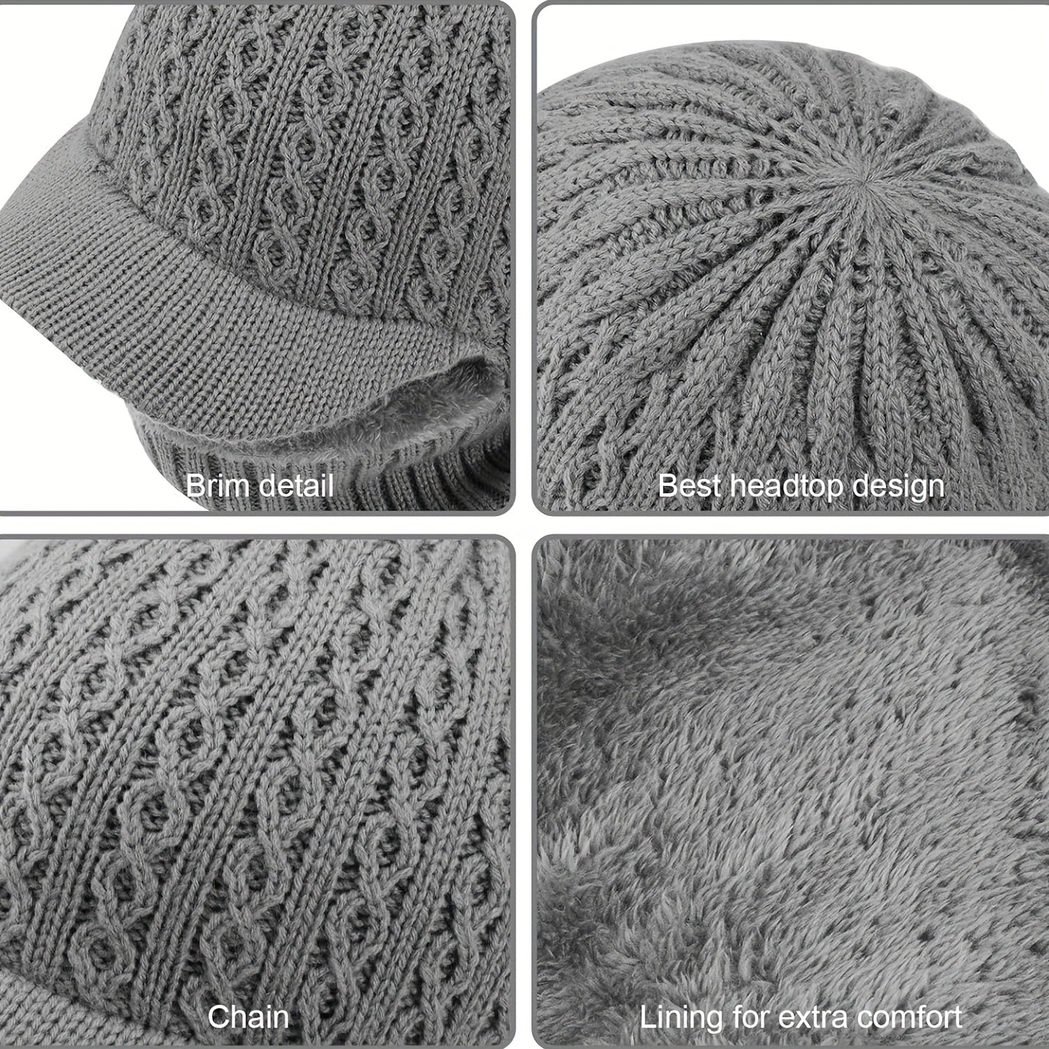 Winter Knitted Hat with Zipper Mask Velvet Thick Hat Scarf