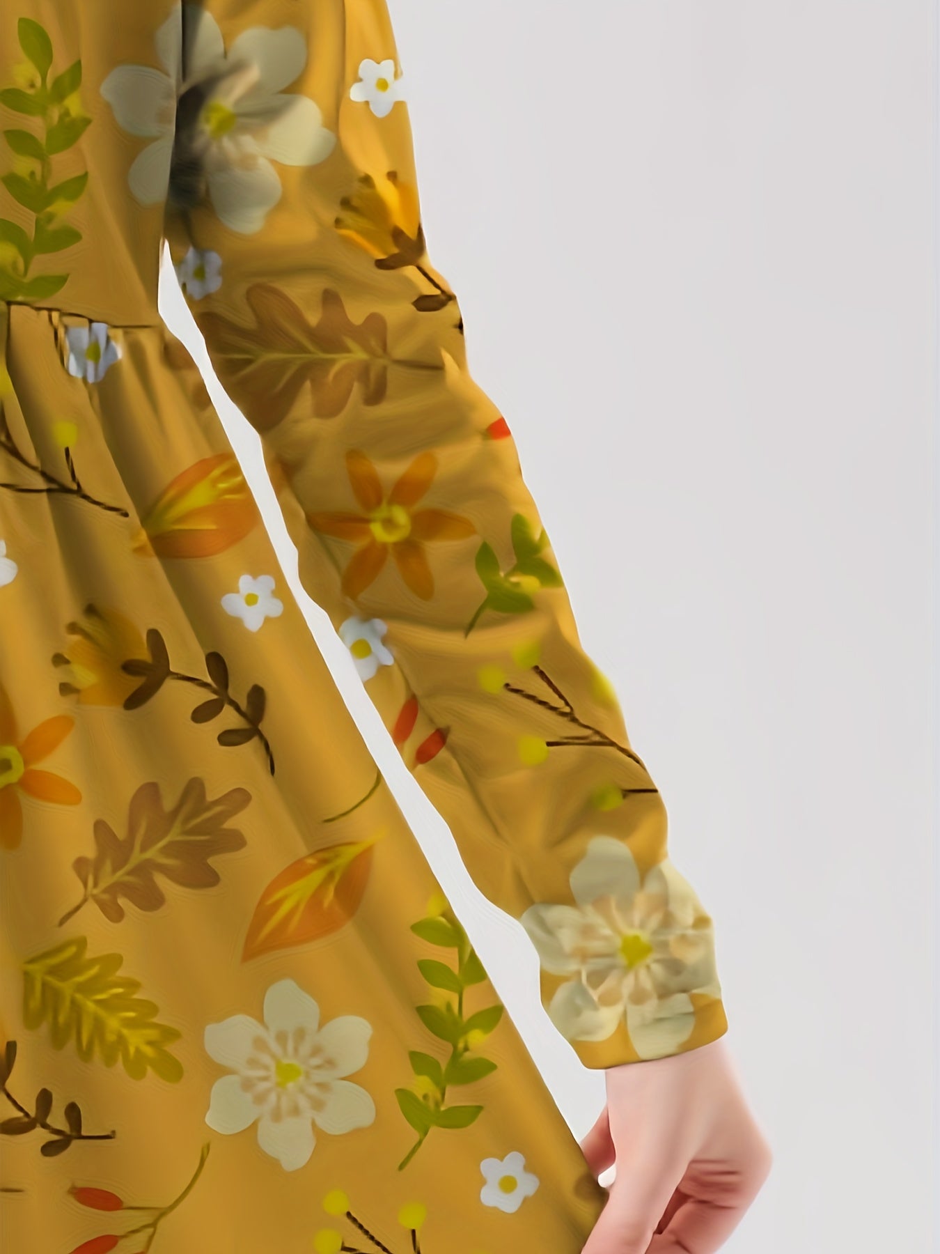Girls Floral Long Sleeve Dress for Spring Fall