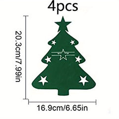4pcs Xmas Cutlery Bag Pockets Christmas Tree Stars Snowflake Fork Spoon Holder
