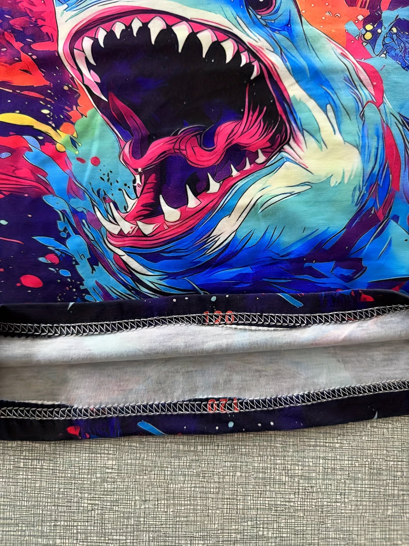 Shark Doodle 3D Print T-shirt Hip Hop Street Sports Casual Tops
