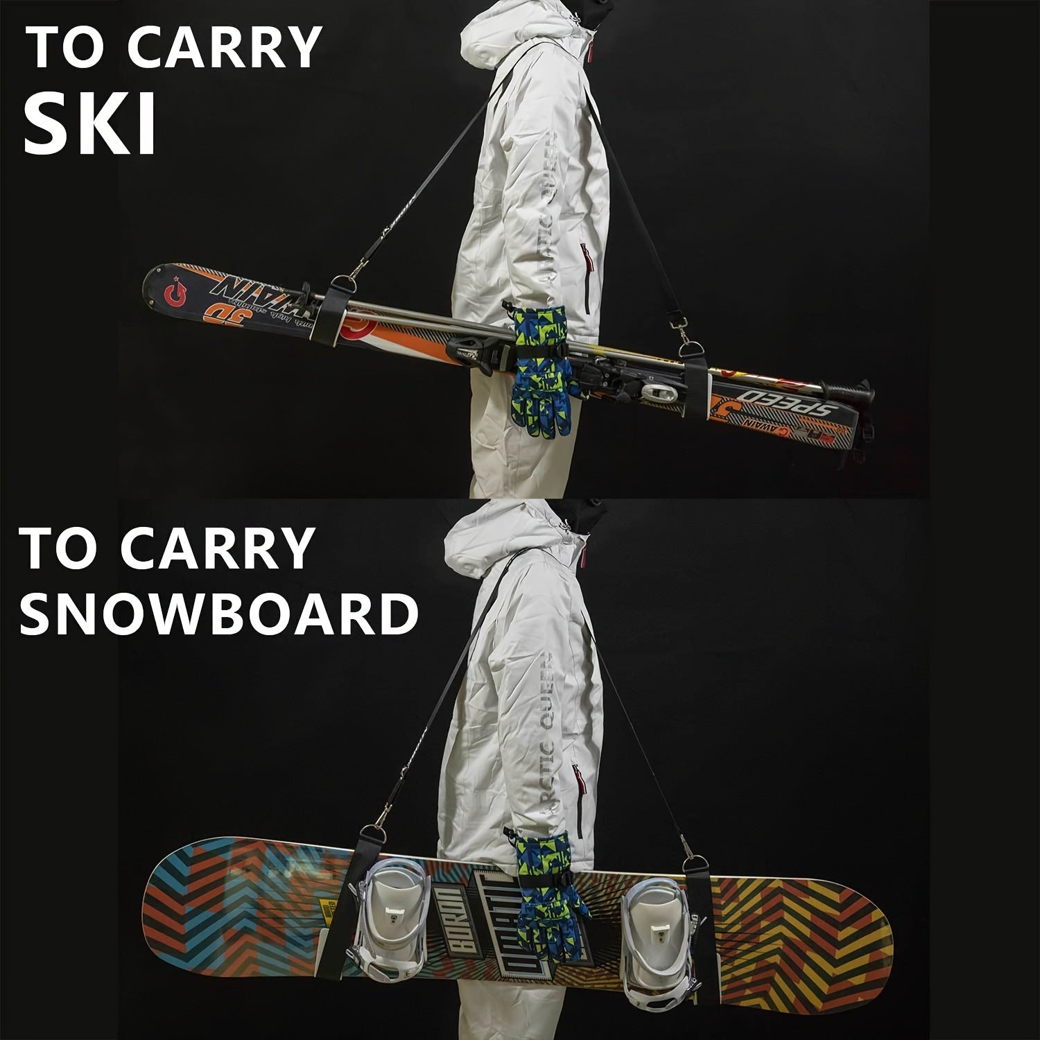 Ski Carrier Strap Snowboard Pole And Boot Carry Sling Kit