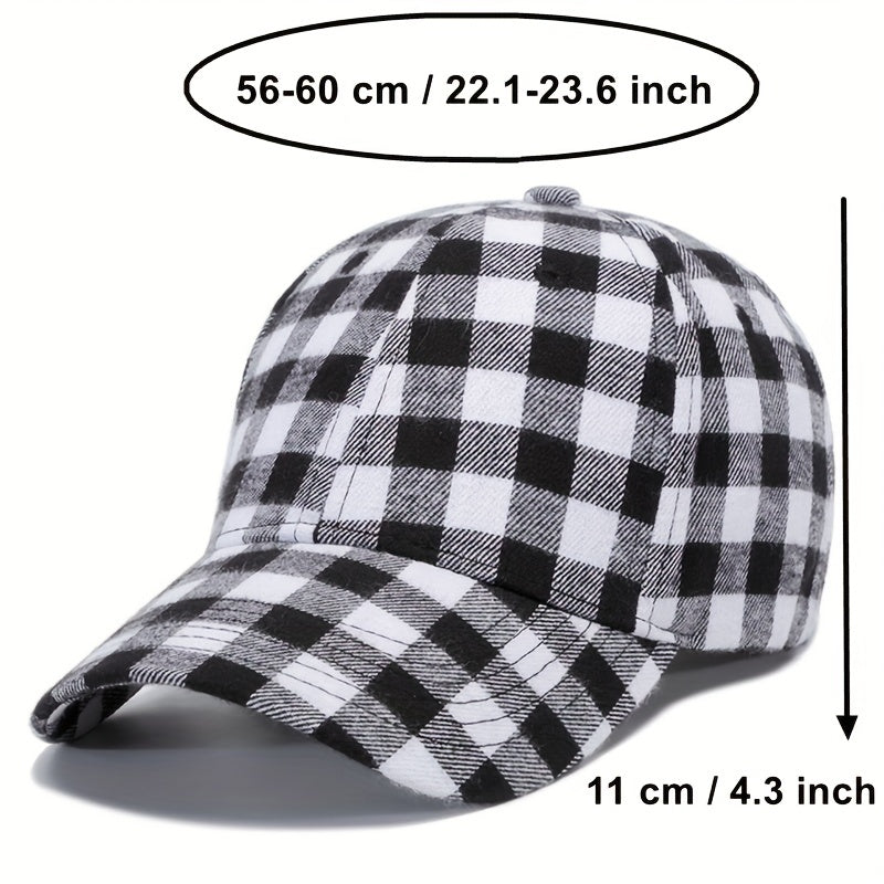 Plaid Print Couple Baseball Cap Classic Cotton Dad Hats for Men Women