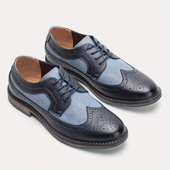 Men's Splicing Brogue Lace up Oxford Shoes