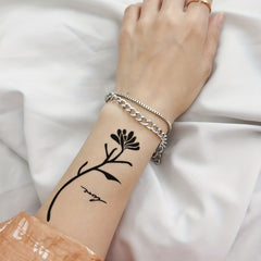 Floral Butterfly Feather Finger Wrist Body Temporary Tattoo
