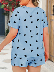 Heart Print Tee & Shorts Pajamas Set