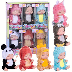 6pcs Animal Costume Dolls 12 Realistic PVC Toys in Red & Yellow Pink