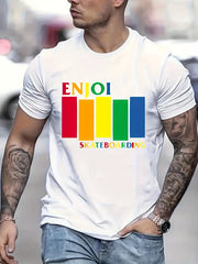 Rainbow Stripe Print Men's Graphic T shirt Casual Comfy Tees For Summer
