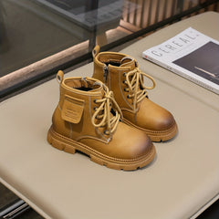 Boys Lace Up Zipper Boots, Non Slip, Comfortable, Indoor/Outdoor, Autumn/Winter
