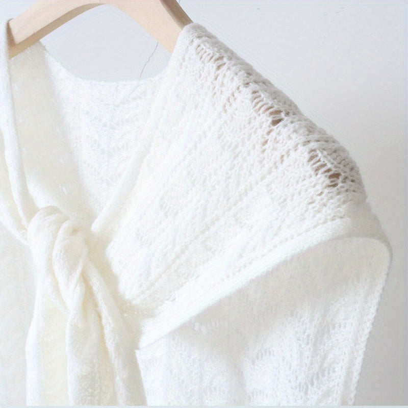 Pure Woolen Sweat Shirt Shawl Solid Hollow Out Shawl Wrap Warm Small Shawl