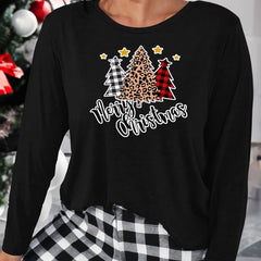 Leopard Christmas Tree Long Sleeve Lounge Top