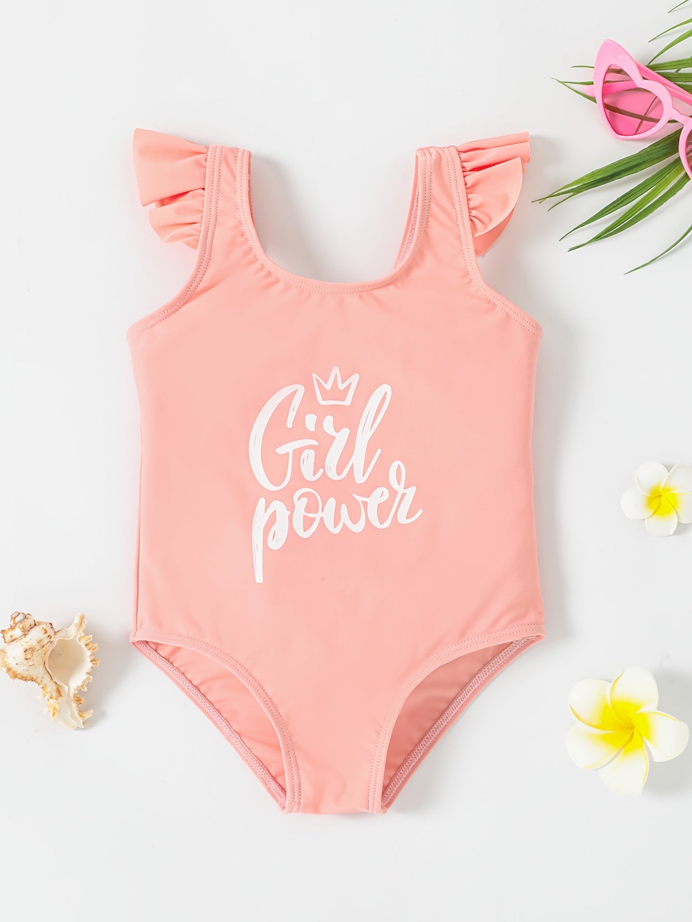 Toddler Girls GIRL POWER Onesie Swimsuit Sleeveless Camisole