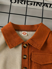 2pcs Toddler Boys Corduroy Shirt & Pants Set Kids Clothes