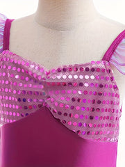 Girls Block Ruffle Trim Mermaid Princess Dress Costume Dress Up