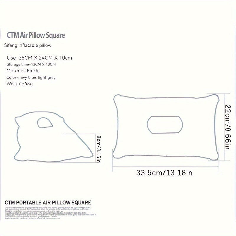 2pcs Portable Inflatable Pillows Thickened Flocking Square Camping Pillow