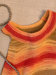 Striped Print Halter Top Sleeveless Summer Top Women's Clothing