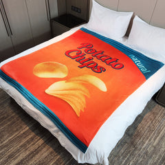Funny Potato Chip Digital Print Blanket for Travel Camping