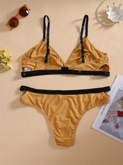 Ribbed Cut Out Bra & Panty Set