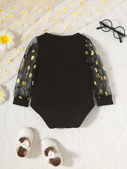 Baby Girls Mesh Dotted Long Sleeve Romper Creeper