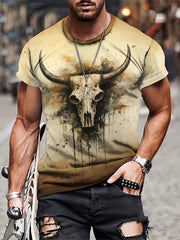 Men's Deer Skull Graphic T shirt Active 3D Print Tee For Outdoor