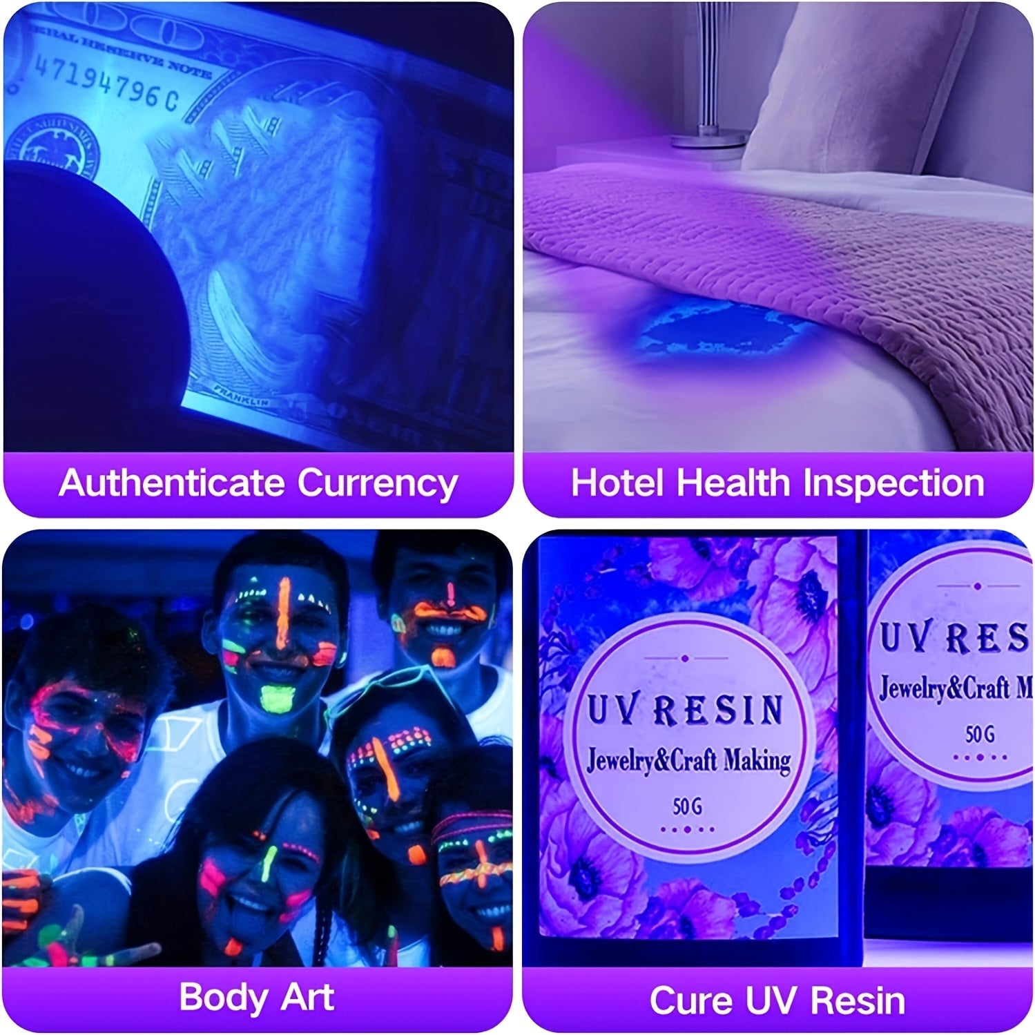 UV Flashlight Ultraviolet Lamp 51 LED Pet Urine Detector