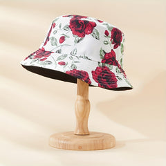 Unisex Sunshade Bucket Hat w/ Colorful Feather Double sided Sun Hat