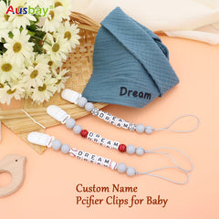 Custom Baby Gift Set Pacifier Clip & Bib