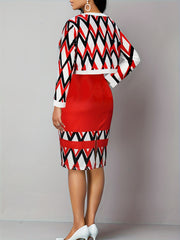 Colorblock Plaid Print Dress & Cardigan Set