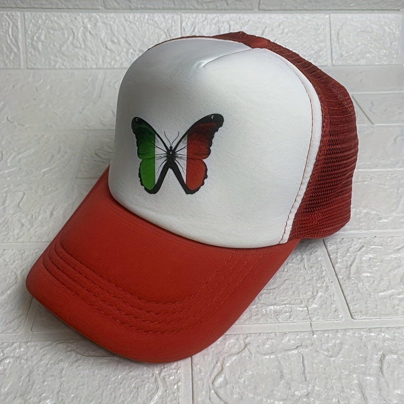 Italian Flag Butterfly Baseball Cap Mesh Cap