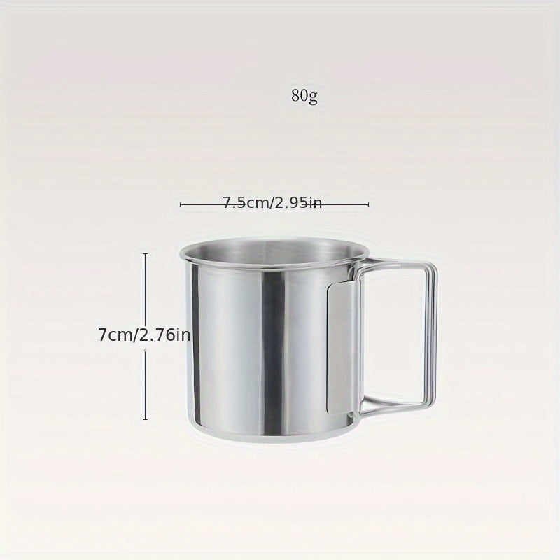 Outdoor 304 Stainless Steel Cup with Folding Handle, Convenient Beer Cup