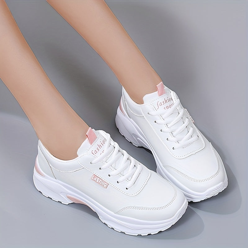 Women's Platform Sneakers Lace Up Low Round Toe Non slip Shoes