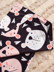 Cartoon Print Pajama Set Short Sleeve Top & Pants