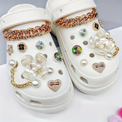 18pcs Crystal Shoe Charms For Crocs Sandals Decoration