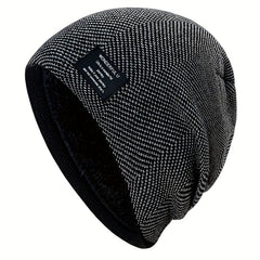 Fashionable Ear Protection Windproof Knit Beanie Hat With Plus Velvet