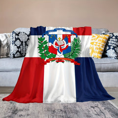 Dominican Flag Pattern Blanket Soft Plush Blanket for Sofa Bed Couch