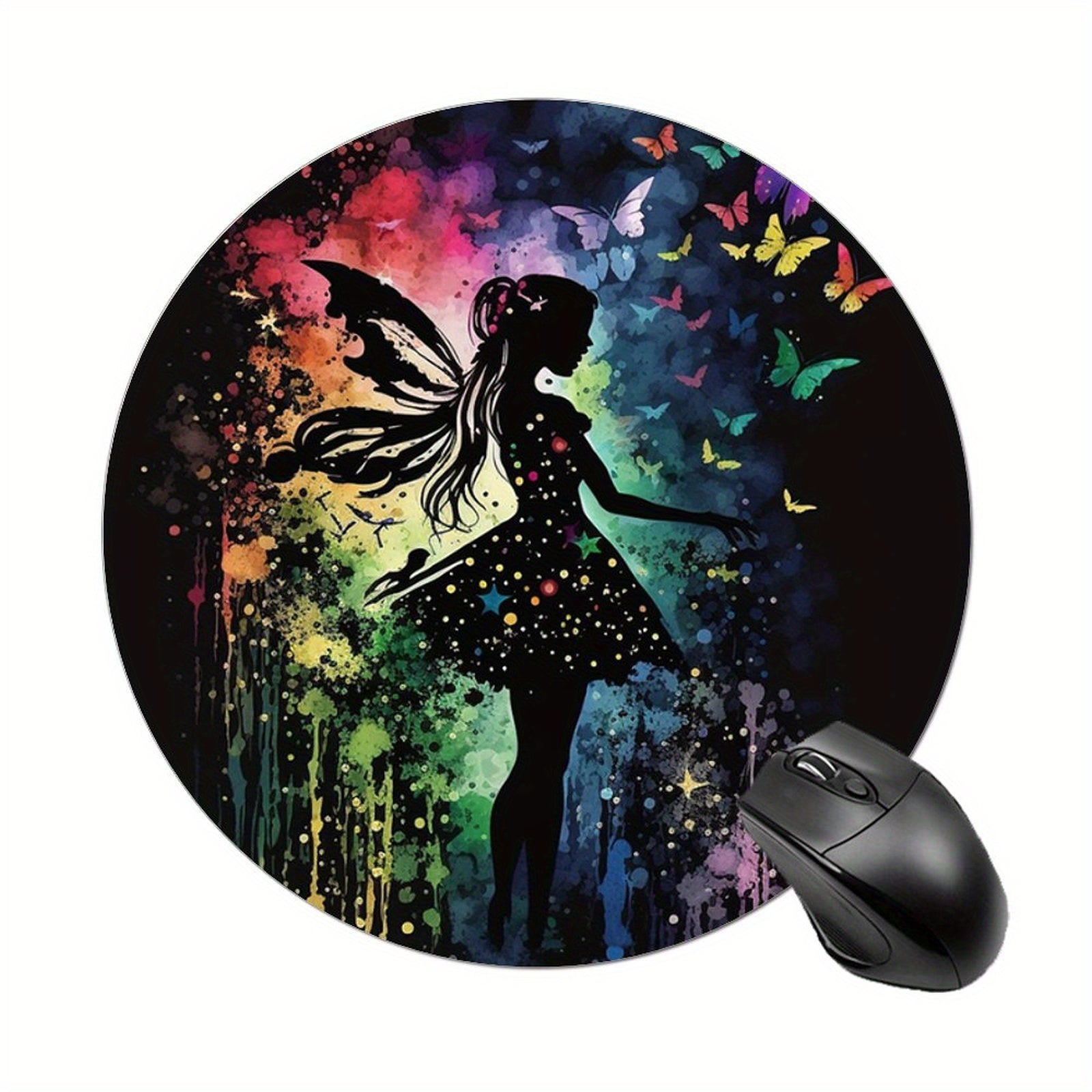 Fairytale Round Mouse Mat Non-Slip Rubber Base Mousepad 7.87x7.87x0.1inch