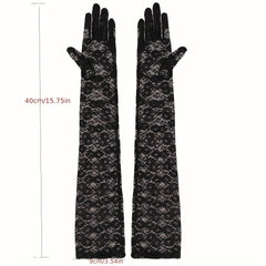 Floral Wedding Gloves Elbow Length Flapper Accessories