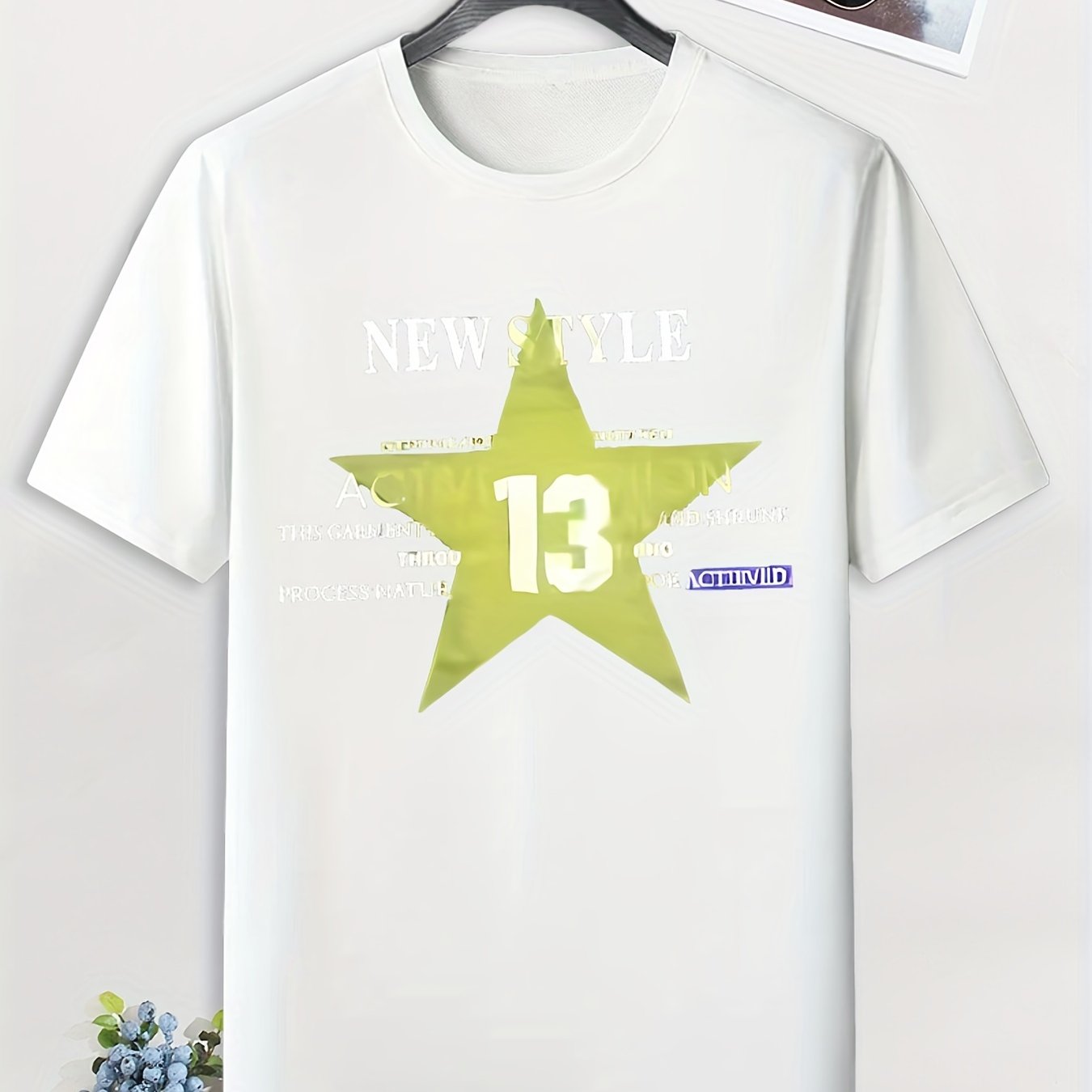 Men's Star & 13 Print T-shirt - Active & Stretchy - Outdoor Tee