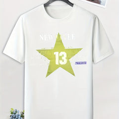 Men's Star & 13 Print T-shirt - Active & Stretchy - Outdoor Tee