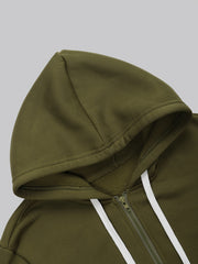 Casual Outfits 2 Piece Set Solid Zipper Hoodie & Pants