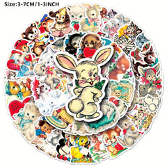 66pcs Cartoon Animal Graffiti Stickers DIY Diary Sticker