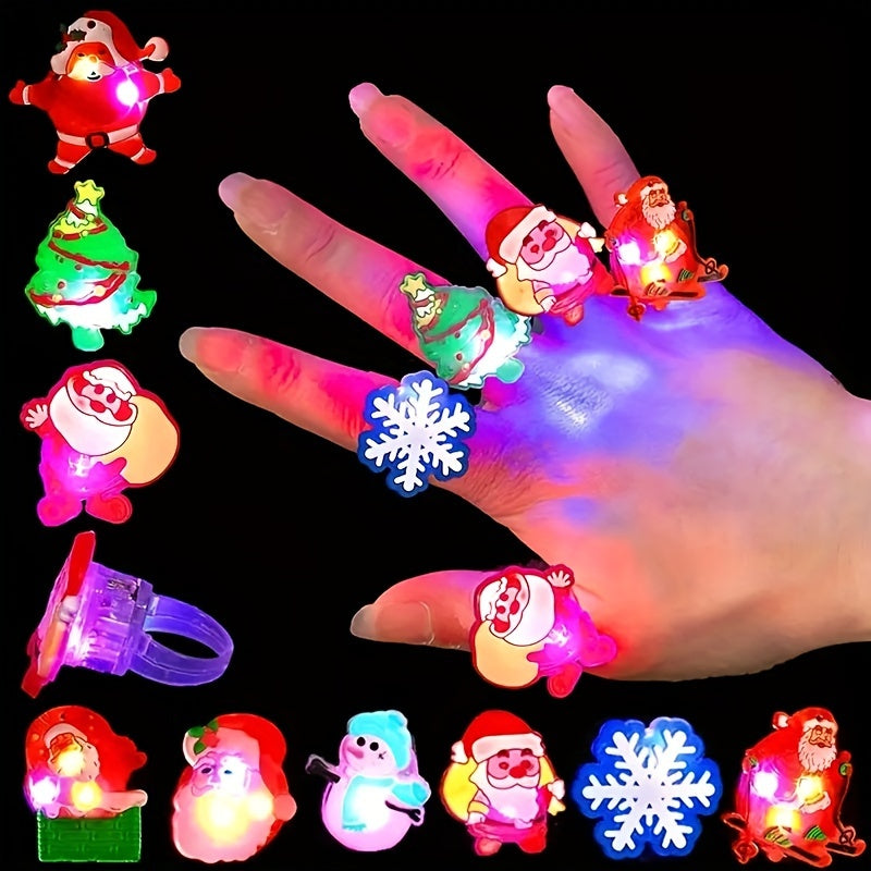 10pcs LED Colorful Glowing Rings - Fun Christmas Party Toy