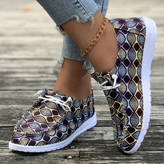 Print Walking Shoes Lightweight Low Top Travel Sport Flat Shoes Women's