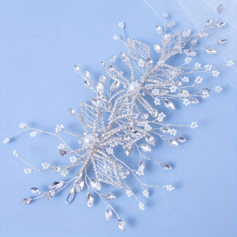 Bridal Crystal Pearl Hair Pin Tiara Rhinestone Head Piece Wedding Accessories