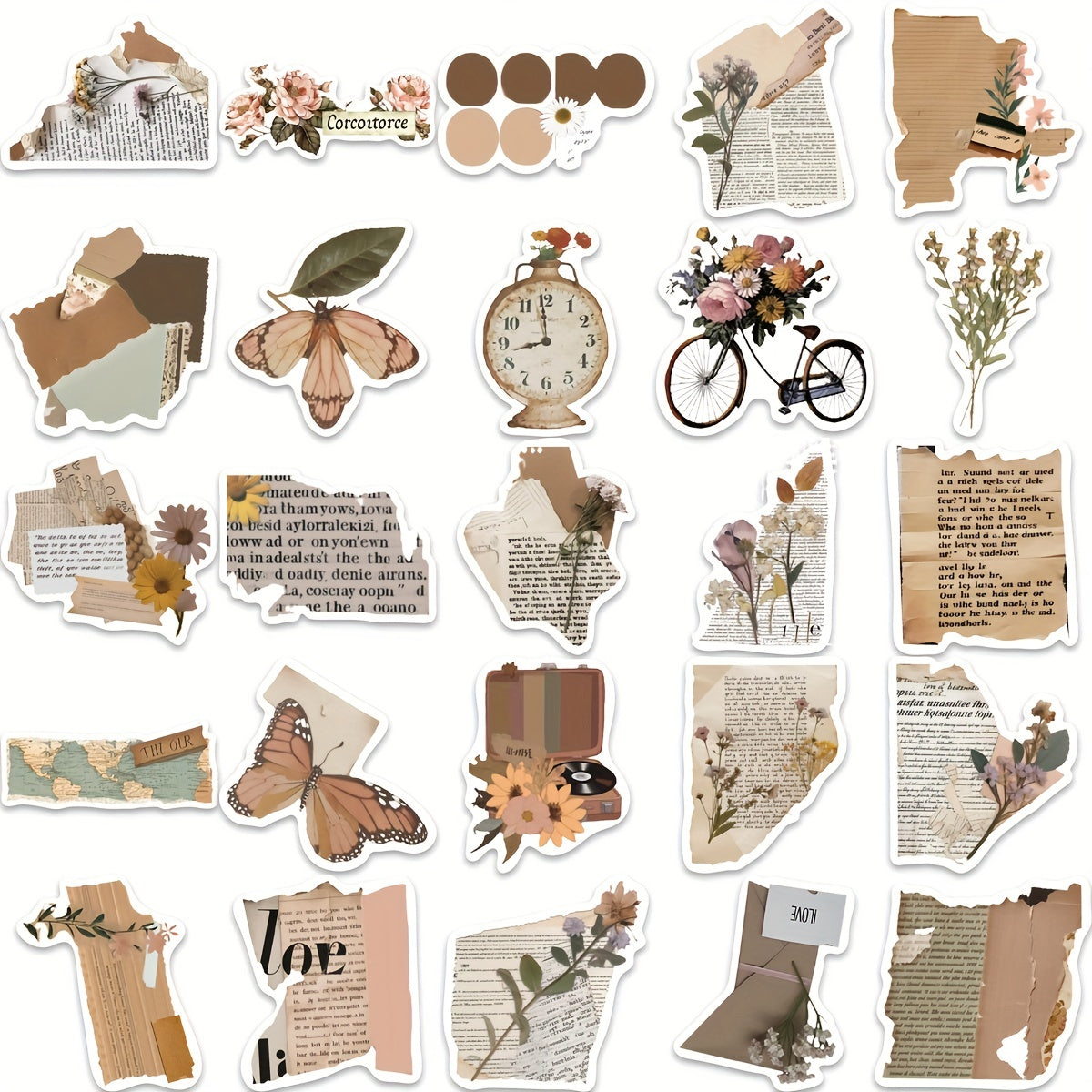 50pcs Brown Skateboard Stickers Waterproof Decals for Refrigerator Notebook Phon