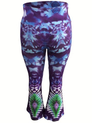 Tie Dye Sports Leggings Wide Waist Band Medium Stretch