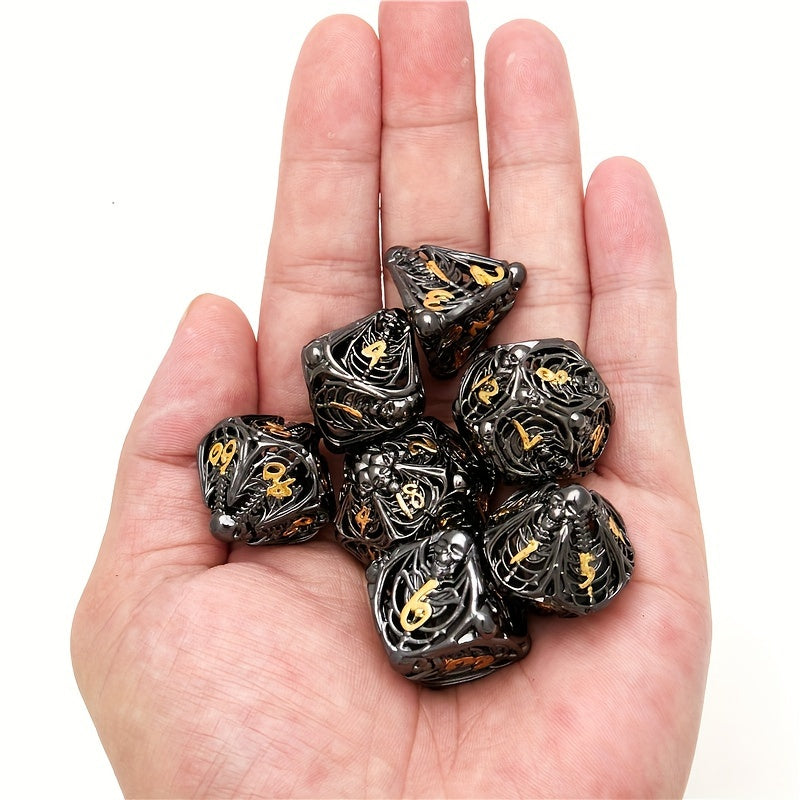 7pcs Hollow Metal Skull Dice Set for RPG Board Games